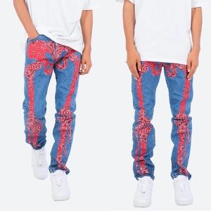 red bandanna skeleton jeans